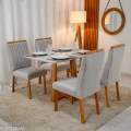 Mesa Pedro Mel Vidro OFF(120x80cm) + 4 Cadeiras Genova Veludo Art Assento - 1.2/RF 1.1/LD 10