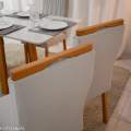 Mesa Pedro Mel Vidro OFF(120x80cm) + 4 Cadeiras Genova Veludo Art Assento - 1.2/RF 1.1/LD 11