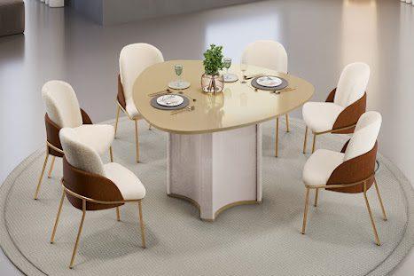 Mesa jantar Chanel c/ 6 Cadeiras Vitta - DJ Moveis - TRA/4.41