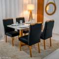 Mesa Pedro Mel Vidro OFF(120x80cm) + 4 Cadeiras Genova Veludo Art Assento - 1.2/RF 1.1/LD 4