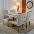 Mesa Pedro Mel Vidro OFF(120x80cm) + 4 Cadeiras Genova Veludo Art Assento - 1.2/RF 1.1/LD 1