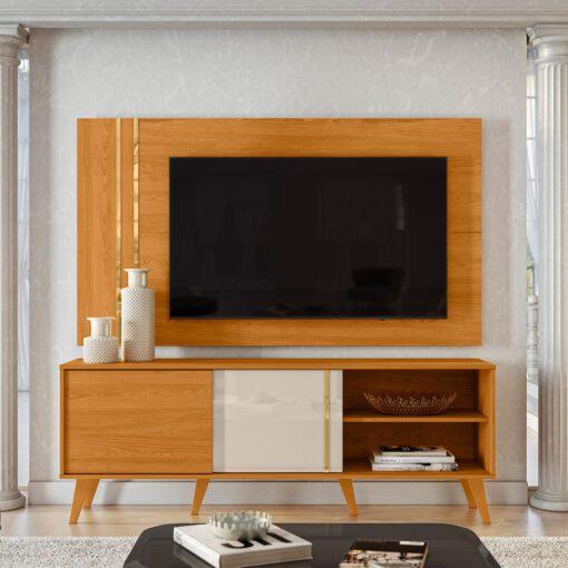 COMBO CRONOS/CRONUS RACK COM PAINEL ATÉ 65" 2 PORTAS CORRER - 1,60m - MADETEC - 4.3 - PR - 3.8TD/SR
