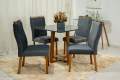 MESA DE JANTAR PEDRO MEL 90x90 VIDRO COM 4 CADEIRAS VELUDO - ART ASSENTOS - 1.1/LD/RF 2