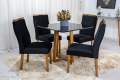 MESA DE JANTAR PEDRO MEL 90x90 VIDRO COM 4 CADEIRAS VELUDO - ART ASSENTOS - 1.1/LD/RF 3