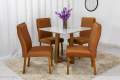 MESA DE JANTAR PEDRO MEL 90x90 VIDRO COM 4 CADEIRAS VELUDO - ART ASSENTOS - 1.1/LD/RF 8
