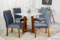 MESA DE JANTAR PEDRO MEL 90x90 VIDRO COM 4 CADEIRAS VELUDO - ART ASSENTOS - 1.1/LD/RF 1
