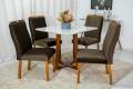 MESA DE JANTAR PEDRO MEL 90x90 VIDRO COM 4 CADEIRAS VELUDO - ART ASSENTOS - 1.1/LD/RF 9
