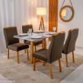 Mesa Pedro Mel Vidro OFF(120x80cm) + 4 Cadeiras Genova Veludo Art Assento - 1.2/RF 1.1/LD 8