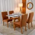 Mesa Pedro Mel Vidro OFF(120x80cm) + 4 Cadeiras Genova Veludo Art Assento - 1.2/RF 1.1/LD 12