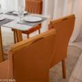 Mesa Pedro Mel Vidro OFF(120x80cm) + 4 Cadeiras Genova Veludo Art Assento - 1.2/RF 1.1/LD 13