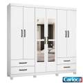 Roupeiro Hercules 6P 4G(2P Espelhada) c/ Pés 1,77m - Carioca - 8.2/RF/TD/SR/LD/CW 4