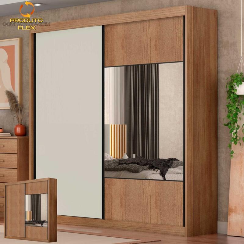 Roupeiro Versatto 2P6G C/1 porta espelhada - Novo Horizonte - 100%MDF - 2,08m - 1.5/TRA 175/RN