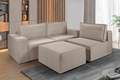 Estofado Domino 320 3x90 Mais Braco 25 e Puff 90 Linho  Idealle- SR/1.65 1