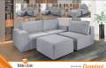 Estofado Domino 320 3x90 Mais Braco 25 e Puff 90 Linho  Idealle- SR/1.65 3