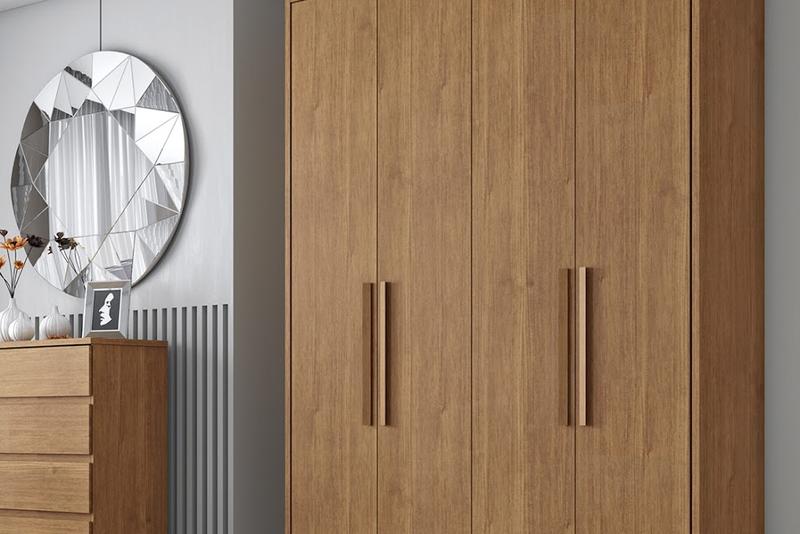 Roupeiro Moderni Plus 4P 3G - 100% MDF - 1.64m - Novo Horizonte - 1.1/TRA/1.05/RF