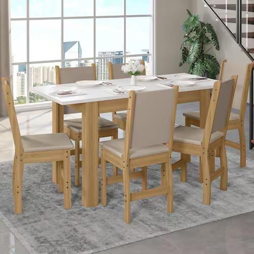 Mesa Bellagio + 6 Cadeiras Clara - 1,50m - 6.5/SR 7.6/CW
