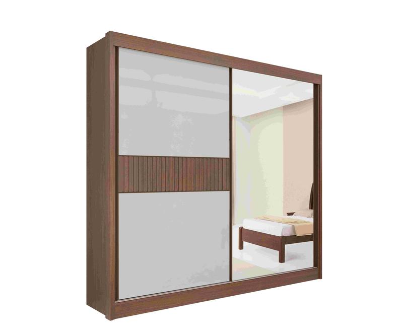 Roupeiro Titanium  2 P 6G C/ 1 Espelho Detalhe Ripado 100% MDF -  2.20m - D Doro -1.9/RF/SR