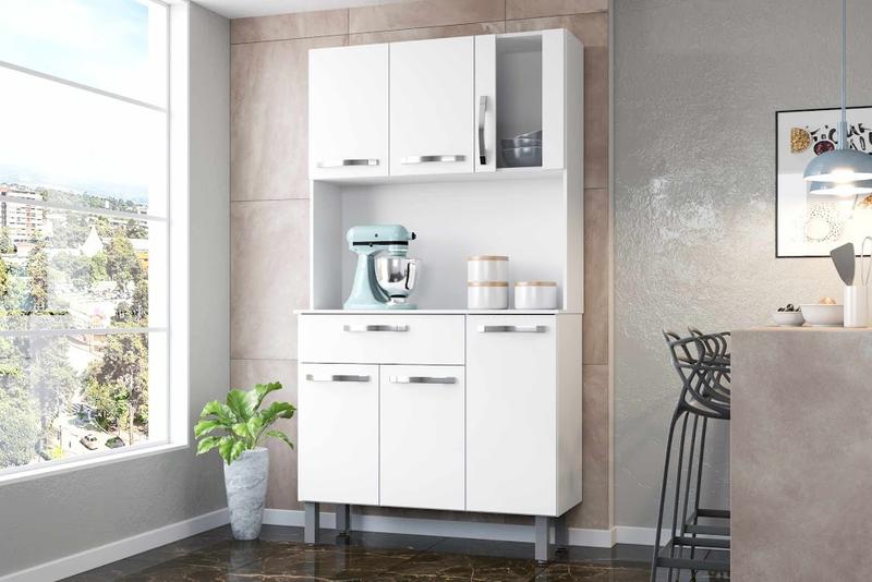 Kit Cozinha Paris Fiorello 6P 1G 100%MDF - 92cm - 3.4/TRA/RN
