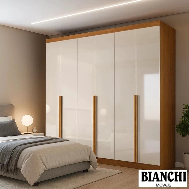 Roupeiro Alvorada 6 Portas - 2.70m - 100%MDF - Bianchi - 1.42/RF/PR/1.52/TD