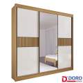 Roupeiro Los Angeles 3P 6G  C/ 1 Espelho Detalhe Ripado Portas Flex 100% MDF Larg. 2.73m - D Doro 2.19/SR 2.1/LD 1