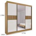 Roupeiro Los Angeles 3P 6G  C/ 1 Espelho Detalhe Ripado Portas Flex 100% MDF Larg. 2.73m - D Doro 2.19/SR 2.1/LD 5