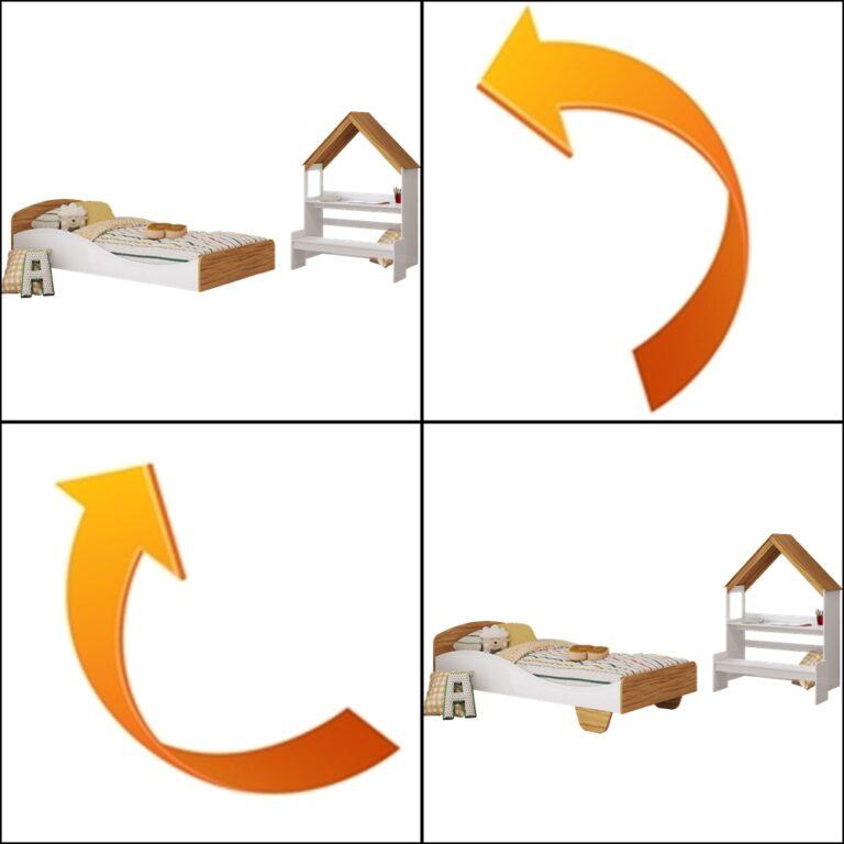 Cama Solteiro Sol + Kit Casinha - ( flex: Sem os pés se torna uma cama montessoriana) 100% MDF – PEROBA MÓVEIS - 5.9/TD