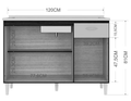 BALCÃO DE COZINHA 434 (PARA PIA) 3P1G COM TAMPO - 1.20m – POQUEMA – 2.1/CW 2