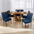 Mesa Classic 160 Cinamomo Laminado com 6 Cadeiras Sophia Mel/Veludo  – CEL MÓVEIS -1.0/TD 4