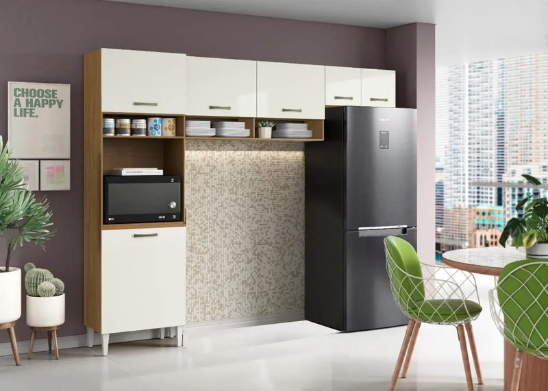 COZINHA AURORA 6 PORTAS 4 NICHOS – 2,50m - ARAMOVEIS - 4.2/CW