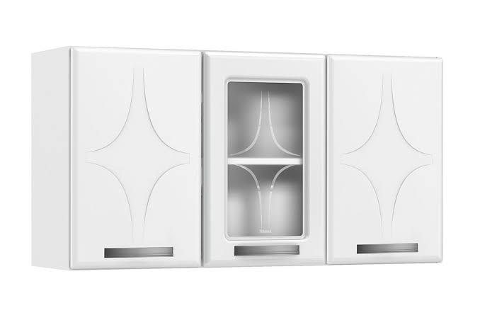ARMÁRIO AÉREO DE COZINHA RUBI 3 PORTAS C/ VIDRO – TELASUL – 1,05m - 2.6/CW