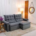 Sofá Retrátil Reclinável Bolívia 5 Lugares – Veludo Cinza - 2,0m - 9.7/RF 1
