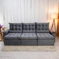 Sofá Retrátil Reclinável Bolívia 5 Lugares – Veludo Cinza - 2,70m - 1.4/RF 2
