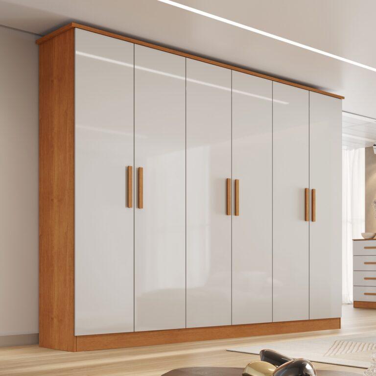 Roupeiro Guarda-Roupa 6 Portas Nina 2,12 m 100%MDF - BIANCHI - 2.12m - 9.7/TD