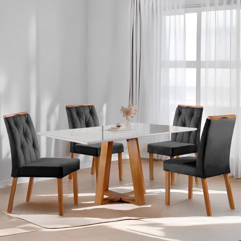 Mesa Ayres 120 com 4 Cadeiras Yasmim - VIEIRA DECOR - 1.20m - 1.0/TD