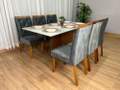 Mesa de Jantar Helo 1.60x0.90 Com 6 Cadeiras Jasmim - Minas Plac/Ouro decor - 1.2/LD 1