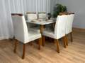 Mesa de Jantar Bali 1.60x0.80 Com 6 Cadeiras Isa - Minas Plac/Ouro decor - 1.60m - 1.5/LD 5