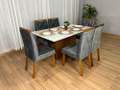 Mesa de Jantar Helo 1.60x0.90 Com 6 Cadeiras Jasmim - Minas Plac/Ouro decor - 1.2/LD 3