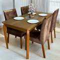 Mesa Alegra 120x78 tampo de madeira sem vidro c/ 4 Cadeiras Yasmim – JCM Movelaria + KM Decor - 9.3/TD 1