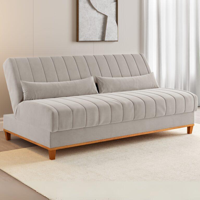 Sofá Cama Luna/Duna Veludo Marfim - VIERO MÓVEIS - 1.80m - 8.9/TD 8.3RN