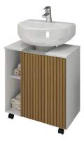 Gabinete/armário  Banheiro Pequin  1 Porta 5 prateleiras -55,3cm + Espelheira Genova -  2.8/FM 5