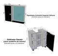 Gabinete/armário  Banheiro Pequin  1 Porta 5 prateleiras -55,3cm + Espelheira Genova -  2.8/FM 2