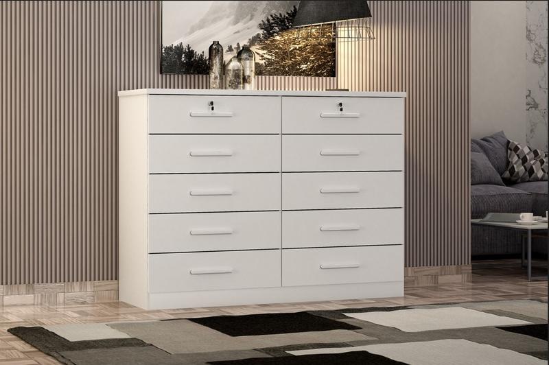 Cômoda Deca 10 Gavetas – NOVO HORIZONTE – 136cm – 5.8/TRA