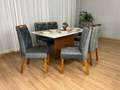 Mesa de Jantar Helo 1.60x0.90 Com 6 Cadeiras Jasmim - Minas Plac/Ouro decor - 1.2/LD 11