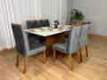 Mesa de Jantar Helo 1.60x0.90 Com 6 Cadeiras Jasmim - Minas Plac/Ouro decor - 1.2/LD 2