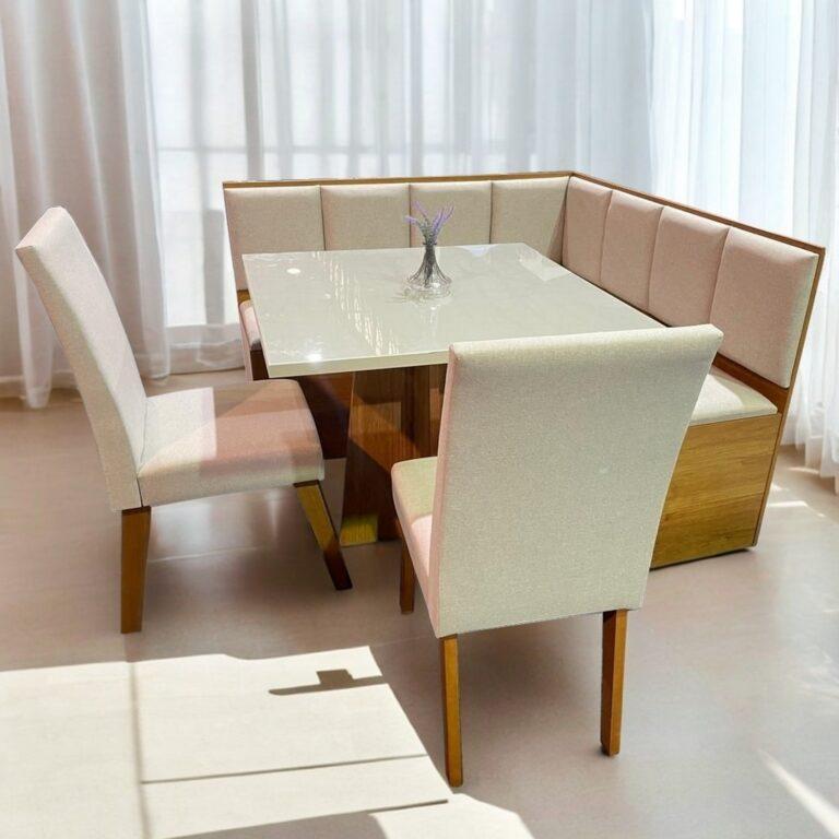 Conjunto Canto Alemão + Mesa Mon/Soberano + 2 Cadeiras Milão - VIERO MÓVEIS - 1.36m - 1.2/TD