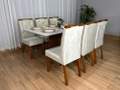 Mesa de Jantar Helo 1.60x0.90 Com 6 Cadeiras Jasmim - Minas Plac/Ouro decor - 1.2/LD 4