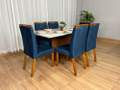 Mesa de Jantar Helo 1.60x0.90 Com 6 Cadeiras Jasmim - Minas Plac/Ouro decor - 1.2/LD 5