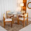Mesa de Jantar Atlanta Redondo Vidro Off + 4 Cad Santorini- Minas Plac - 120x120cm - 2.2/RF 1