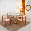 Mesa de Jantar Atlanta Redondo Vidro Off + 4 Cad Santorini- Minas Plac - 120x120cm - 2.2/RF 2