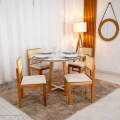 Mesa de Jantar Atlanta Redondo Vidro Off + 4 Cad Santorini- Minas Plac - 120x120cm - 2.2/RF 3